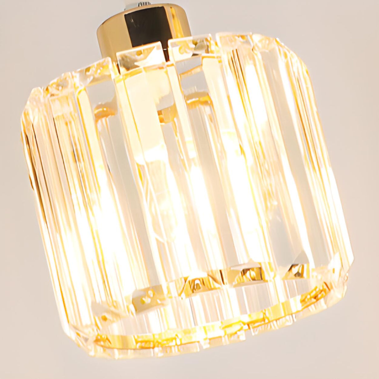 Modern Cylinder Square Clear Crystal Pendant Light Image - 20