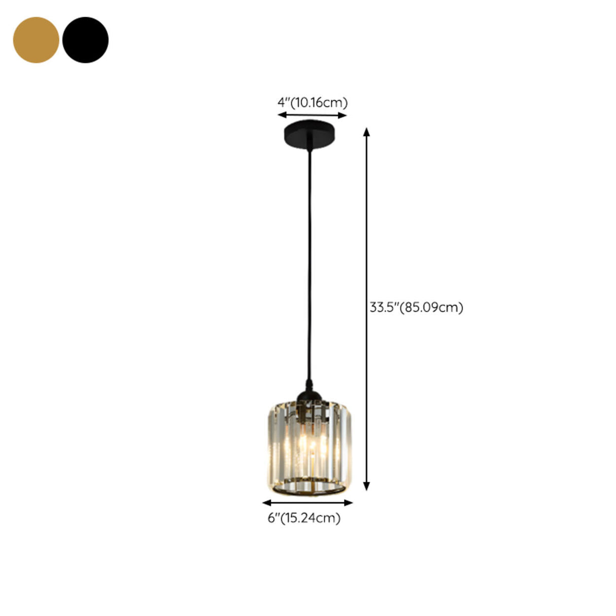 Modern Cylinder Square Clear Crystal Pendant Light 