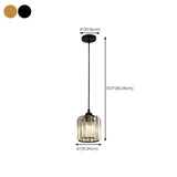 Modern Cylinder Square Clear Crystal Pendant Light #size