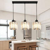 Modern Cylinder Square Clear Crystal Pendant Light Image - 3