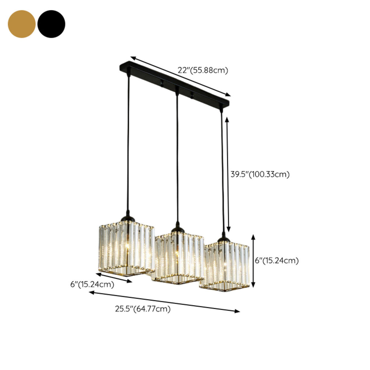 Modern Cylinder Square Clear Crystal Pendant Light Image - 30