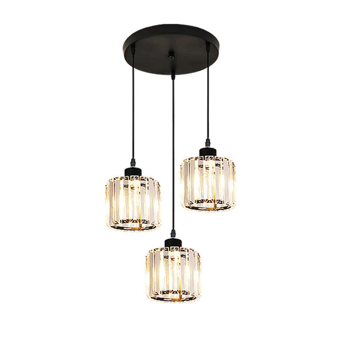 Modern Cylinder Square Clear Crystal Pendant Light Image - 5