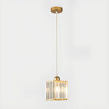 Modern Cylinder Square Clear Crystal Pendant Light Image - 6