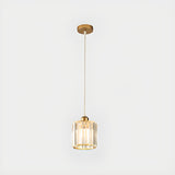 Modern Cylinder Square Clear Crystal Pendant Light Image - 8