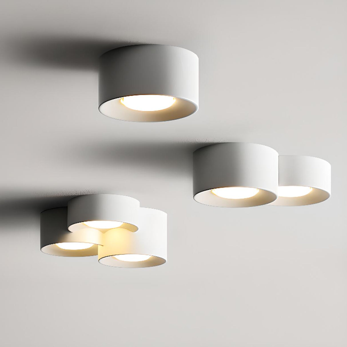 Modern Cylinder White Flush Mount Ceiling Light 6-Light Image - 1