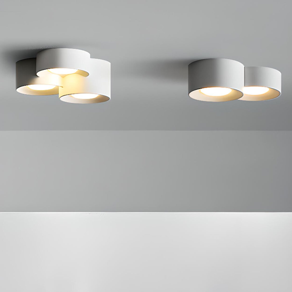 Modern Cylinder White Flush Mount Ceiling Light 6-Light Image - 16