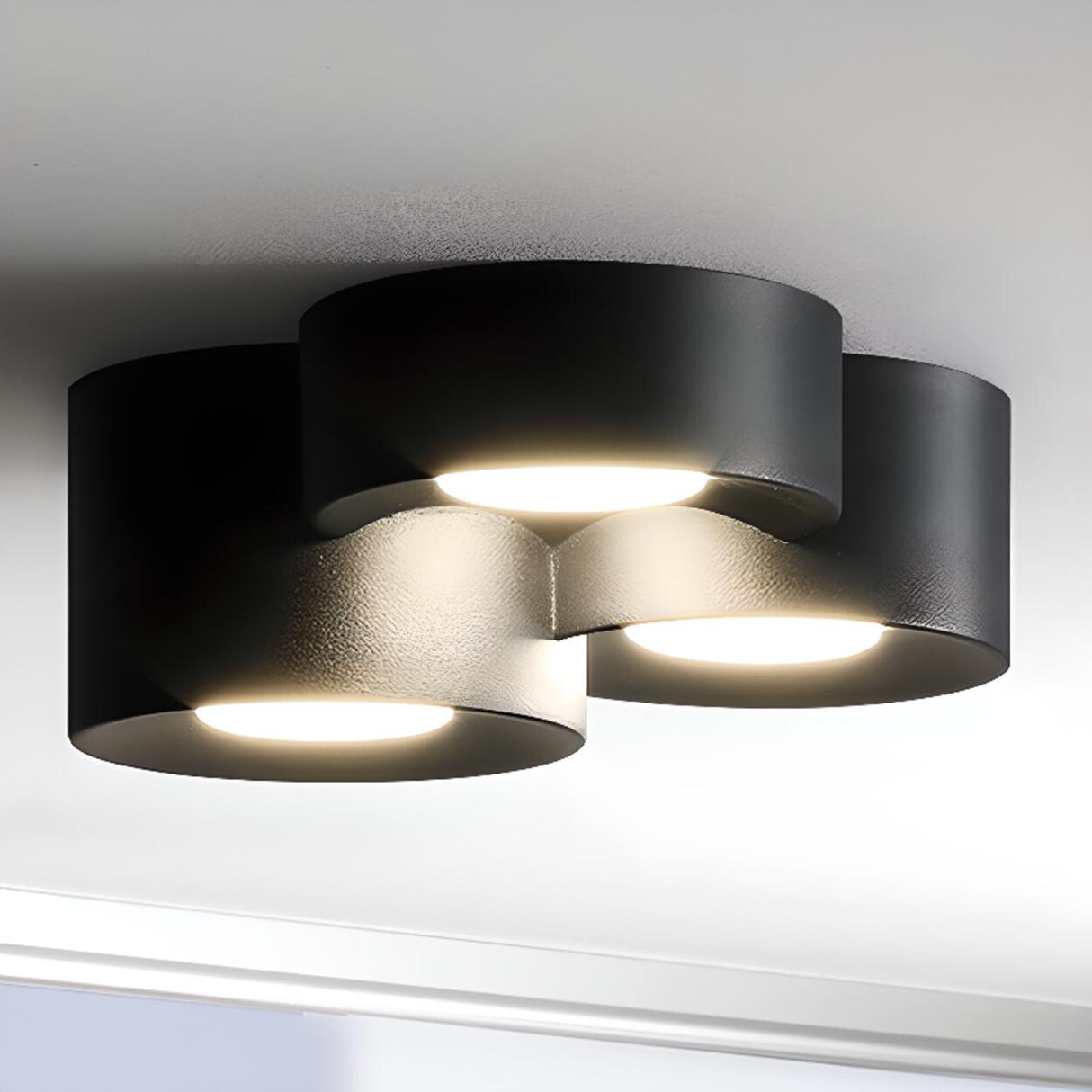 Modern Cylinder White Flush Mount Ceiling Light 6-Light Image - 8