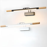 Modern Cylinder Wood Bathroom LED Vanity Light Image - 7