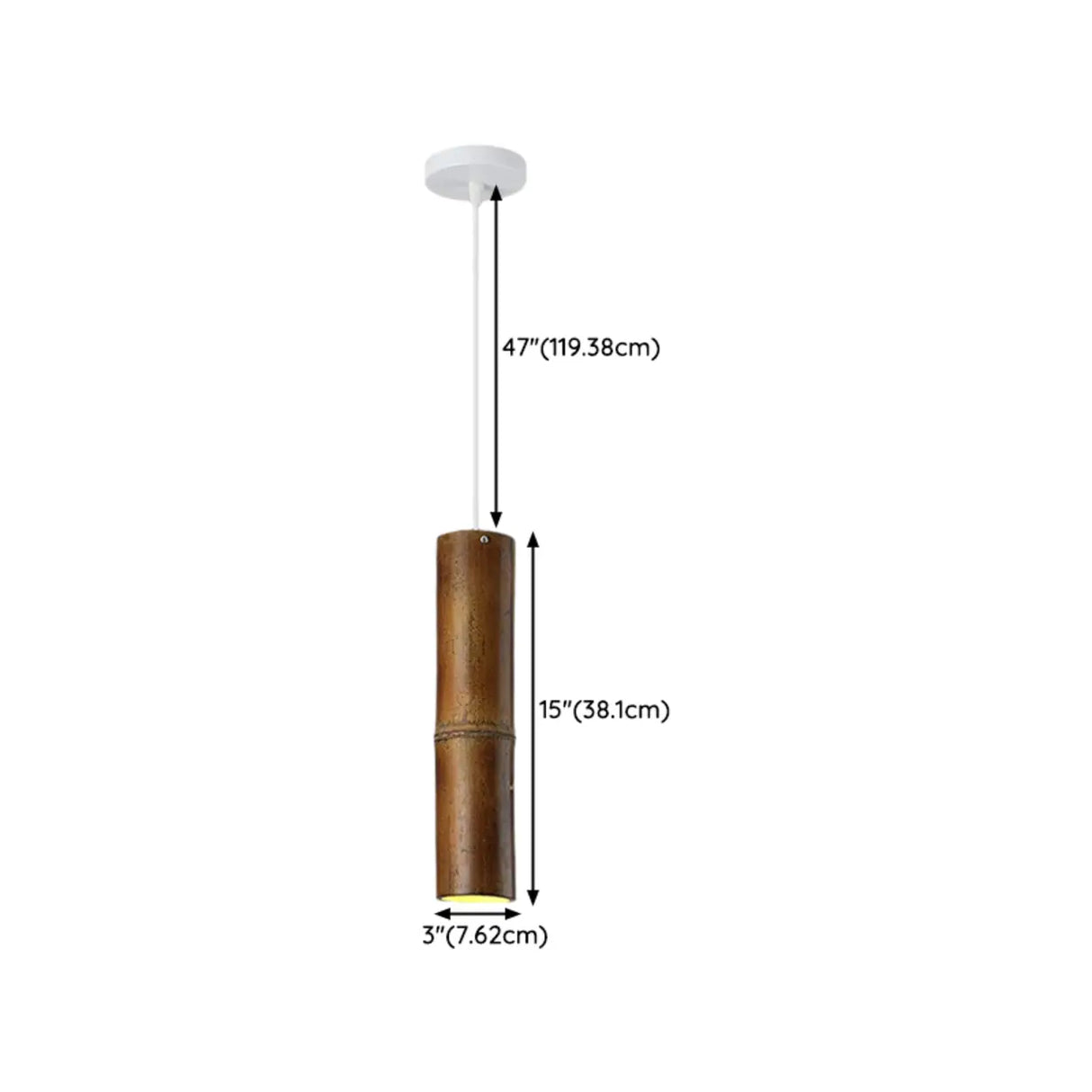 Modern Cylindrical Bamboo Pendant Light Living Room Brown Image - 19