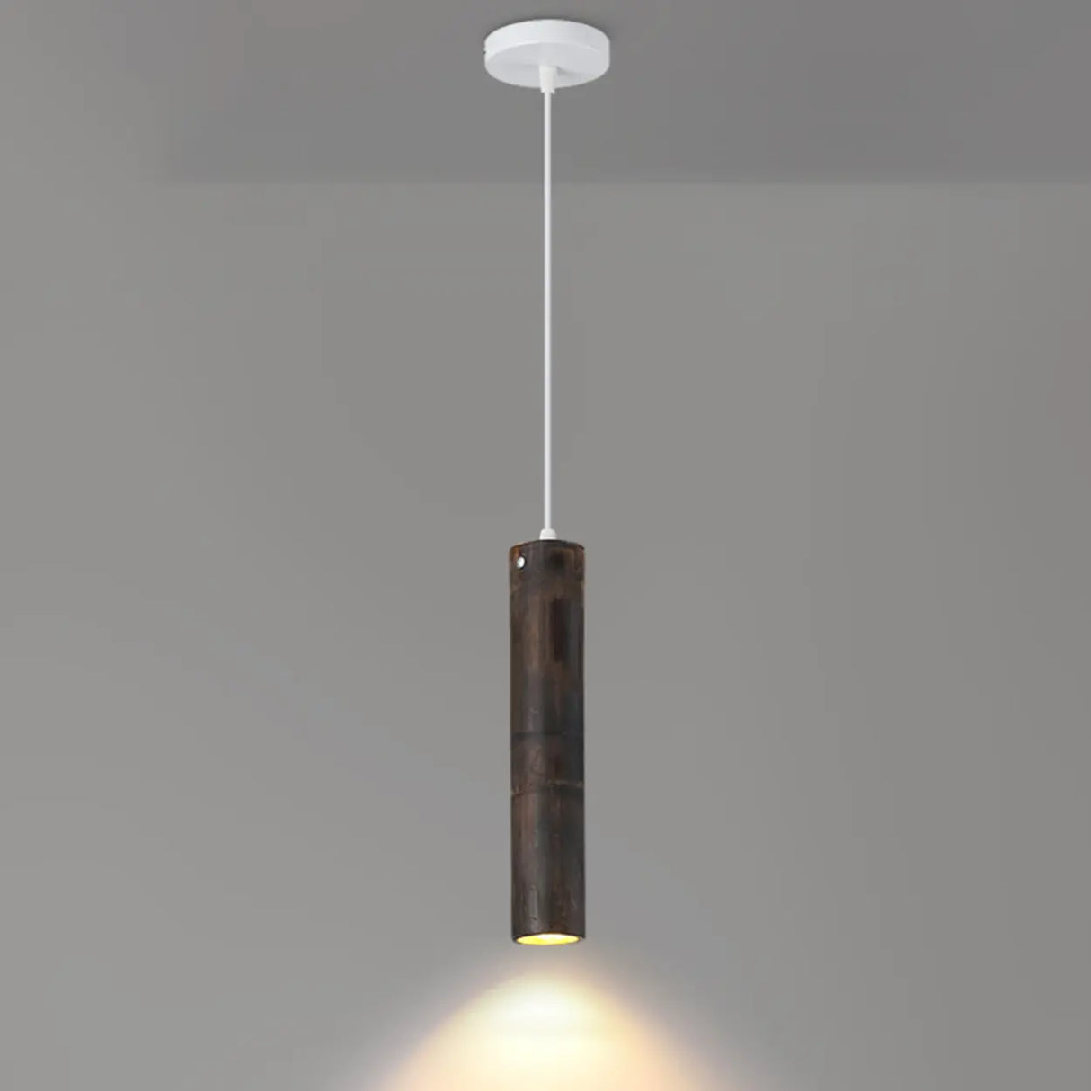 Modern Cylindrical Bamboo Pendant Light Living Room Brown Image - 2