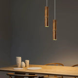 Modern Cylindrical Bamboo Pendant Light Living Room Brown Image - 7