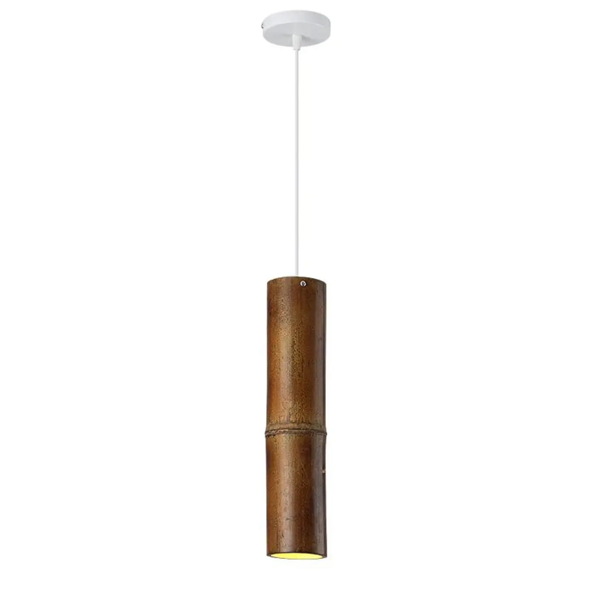 Modern Cylindrical Bamboo Pendant Light Living Room Brown Image - 8