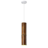 Modern Cylindrical Bamboo Pendant Light Living Room Brown Image - 8