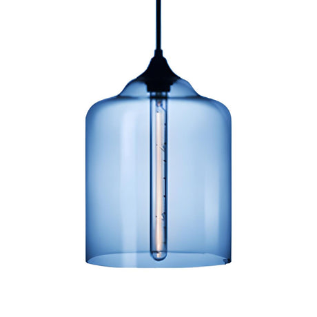 Modern Cylindrical Colorful Clear Glass Pendant Light Image - 2