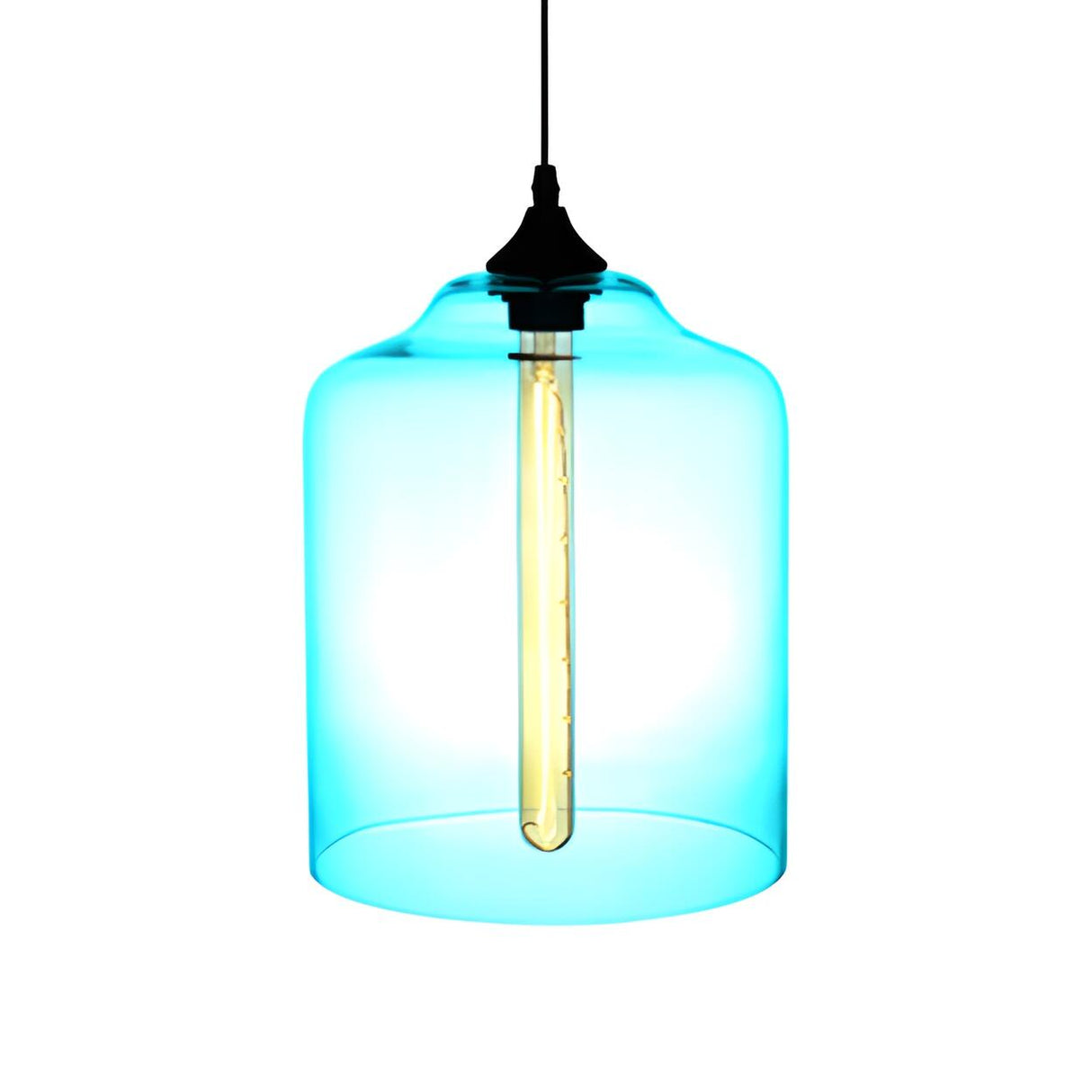 Modern Cylindrical Colorful Clear Glass Pendant Light Image - 6