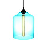 Modern Cylindrical Colorful Clear Glass Pendant Light Image - 6