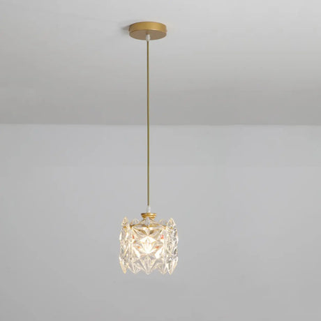 Modern Cylindrical Cube Clear Glass Pendant Light Image - 2