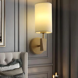 Modern Cylindrical Wall Sconce with Fabric Shade Image - 1