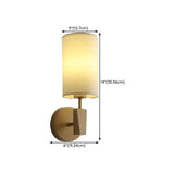 Modern Cylindrical Wall Sconce with Fabric Shade #size