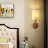 Modern Cylindrical Wall Sconce with Fabric Shade Image - 2