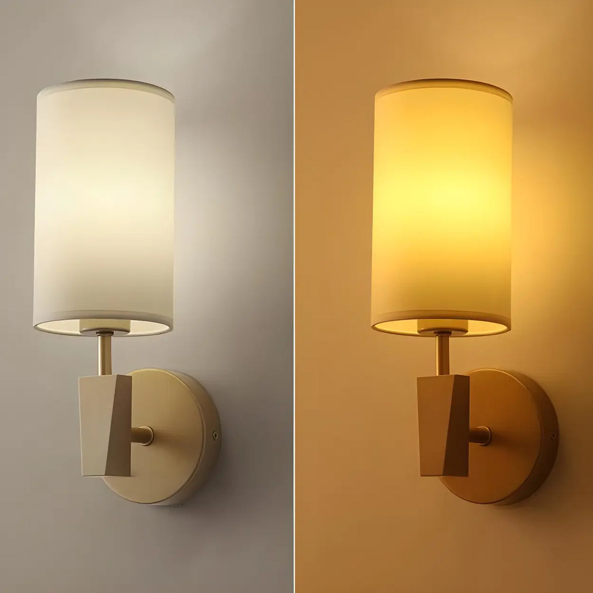 Modern Cylindrical Wall Sconce with Fabric Shade Image - 6