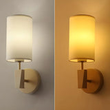 Modern Cylindrical Wall Sconce with Fabric Shade Image - 6