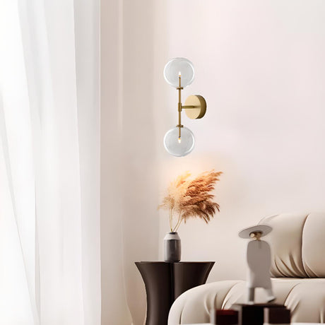 Modern Design Gold Double Glass Globe Wall Sconce Image - 1