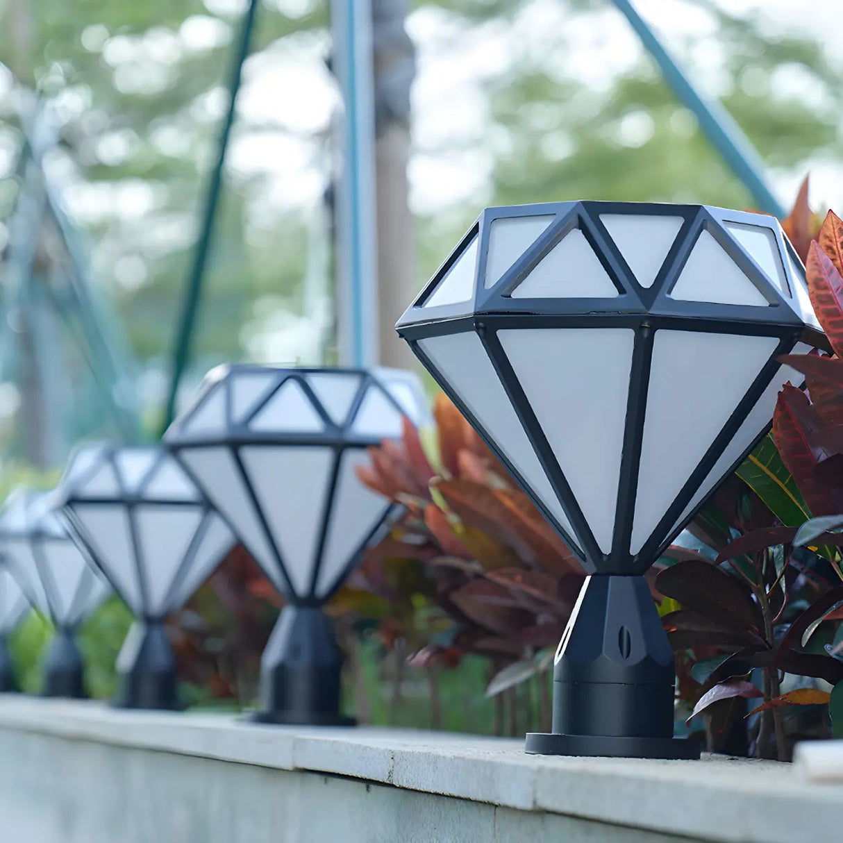 Modern Diamond Shape Outdoor Fence Post Light Black Image - 16