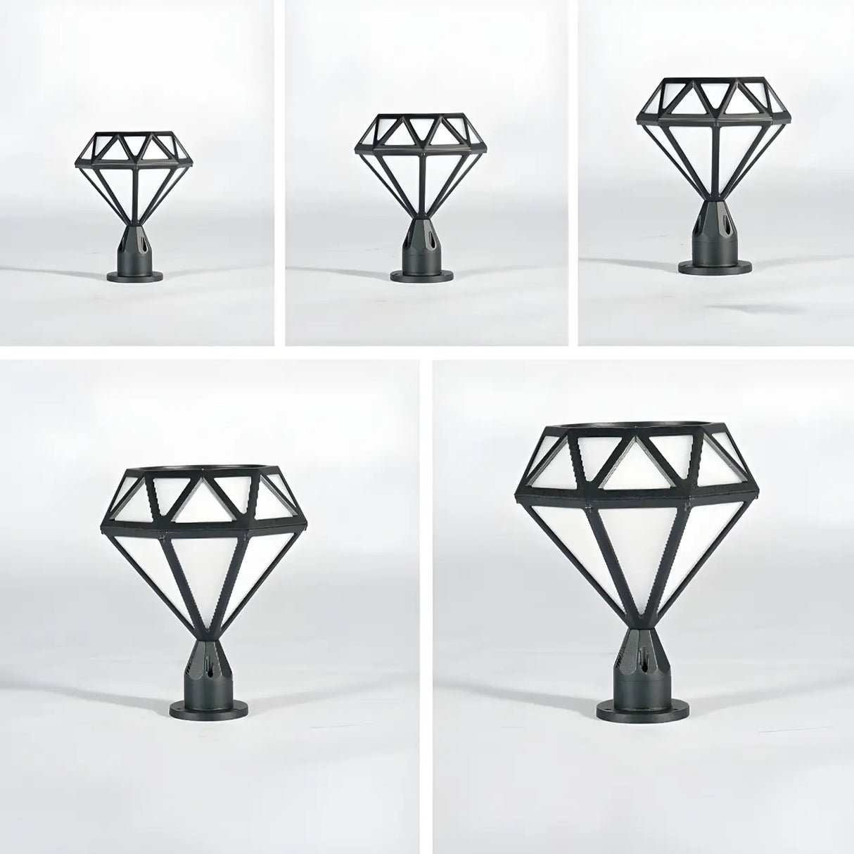 Modern Diamond Shape Outdoor Fence Post Light Black Image - 9