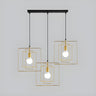 Modern Dining Room 3-Light Squared Gold Wire Pendant Light Image - 4