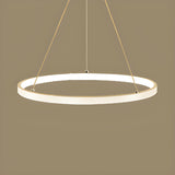 Modern Dining Room Acrylic LED Ring Pendant Chandelier Image - 10