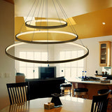 Modern Dining Room Acrylic LED Ring Pendant Chandelier Image - 11