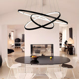 Modern Dining Room Acrylic LED Ring Pendant Chandelier Image - 12