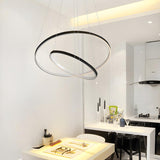 Modern Dining Room Acrylic LED Ring Pendant Chandelier Image - 14