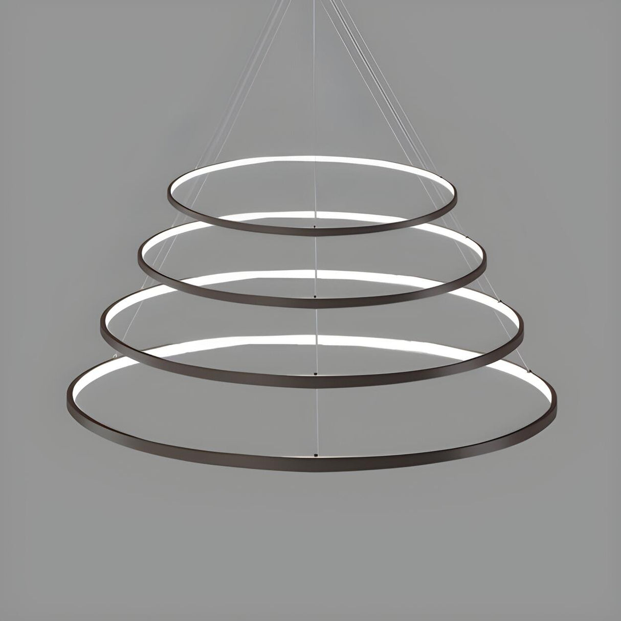 Modern Dining Room Acrylic LED Ring Pendant Chandelier Image - 16