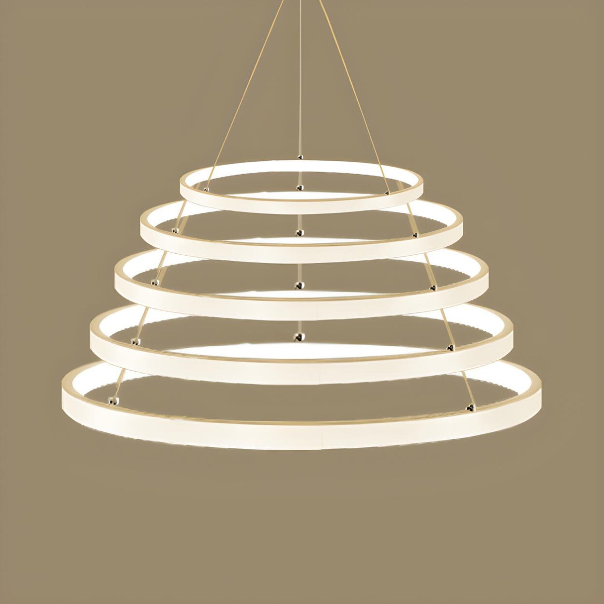 Modern Dining Room Acrylic LED Ring Pendant Chandelier Image - 2