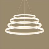 Modern Dining Room Acrylic LED Ring Pendant Chandelier Image - 4