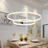 Modern Dining Room Acrylic LED Ring Pendant Chandelier Image - 5