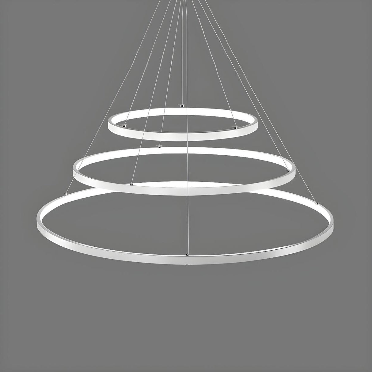 Modern Dining Room Acrylic LED Ring Pendant Chandelier Image - 9