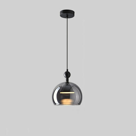 Modern Dining Room Black Acrylic Globe Pendant Light Image - 1