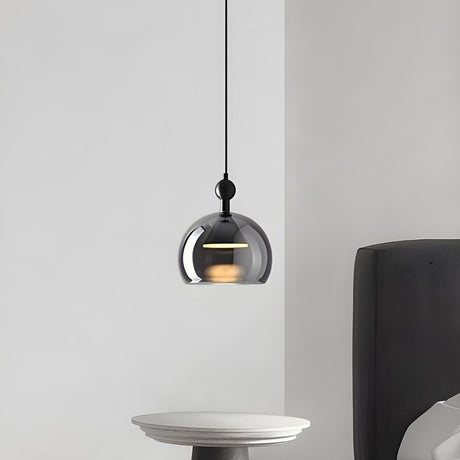 Modern Dining Room Black Acrylic Globe Pendant Light Image - 2