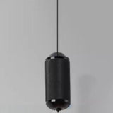 Modern Dining Room Black Aluminum Cylinder Pendant Light Image - 7