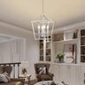 Modern Dining Room Candle Bulbs Silver Lantern Chandelier Image - 1