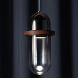 Modern Dining Room Capsule-Shaped Grey Glass Pendant Light Image - 4