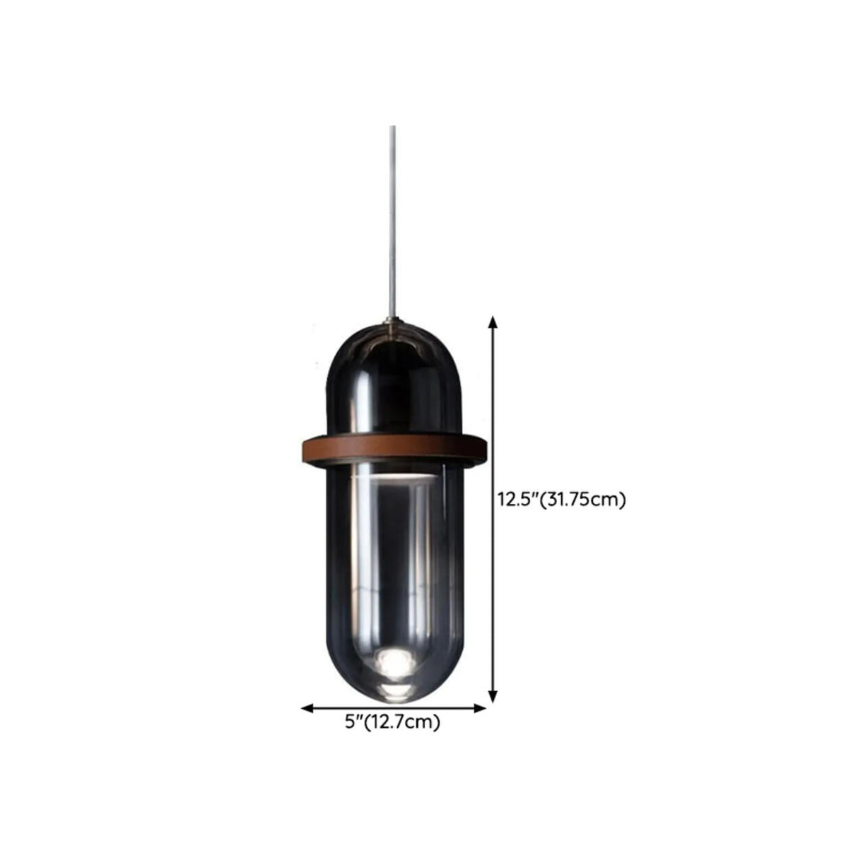 Modern Dining Room Capsule-Shaped Grey Glass Pendant Light 