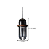 Modern Dining Room Capsule-Shaped Grey Glass Pendant Light #size