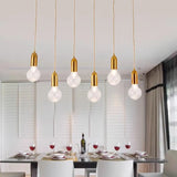 Modern Dining Room Clear Glass Ball Pendant Light Image - 12