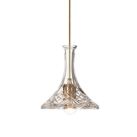 Modern Dining Room Clear Glass Cone Pendant Light Image - 2