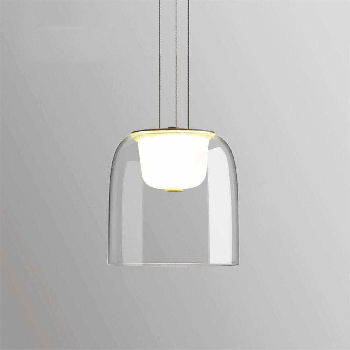 Modern Dining Room Clear Glass Dome Pendant Light Image - 2