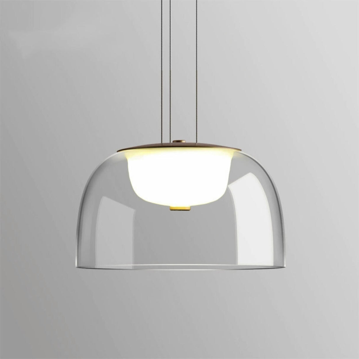 Modern Dining Room Clear Glass Dome Pendant Light Image - 3